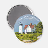 Warwick Neck Lighthouse, Rhode Island Round Magnet (Voorkant / Achterkant)