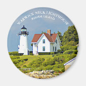 Warwick Neck Lighthouse, Rhode Island Round Magnet (Voorkant)