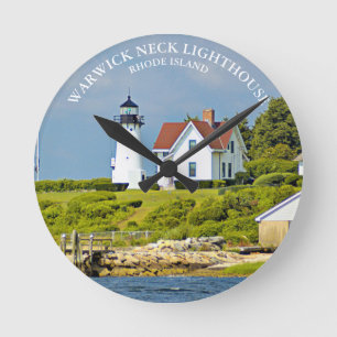 Warwick Neck Lighthouse, RI Round Wall Clock Ronde Klok
