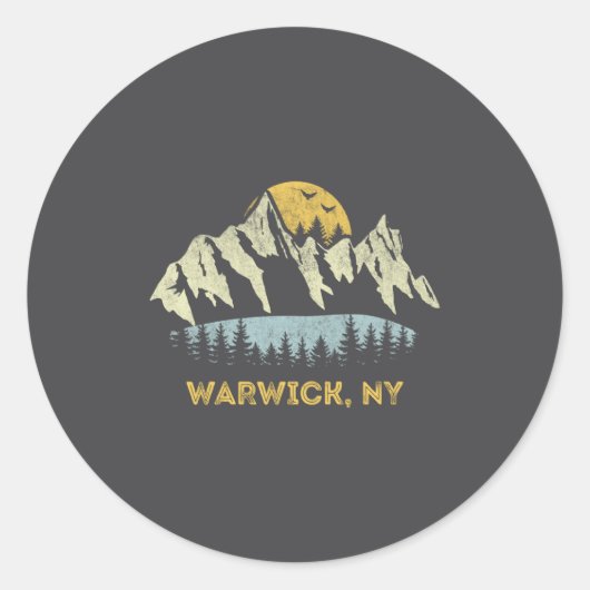 Warwick New York Mountain Sunset Sunrise Ny  Ronde Sticker (Voorkant)