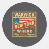Warwick Ny Its Where My Story Begins  Ronde Sticker (Voorkant)