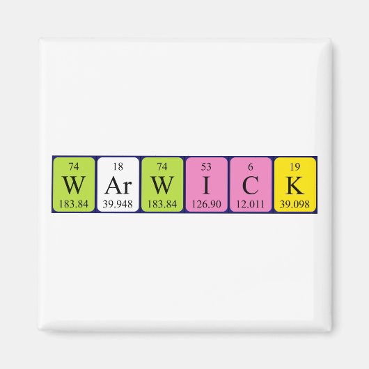 Warwick periodieke lijstnaam magnet (Voorkant)