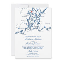 Warwick RI Kaart Elegante Navy Blue Wedding