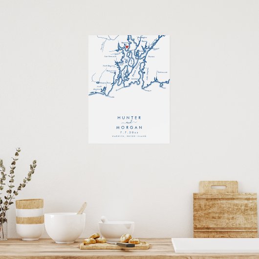 Warwick RI Wedding Modern Guest Book Poster (Keuken)