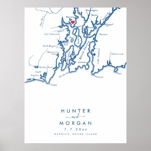 Warwick RI Wedding Modern Guest Book Poster (Voorkant)