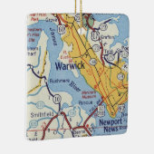 Warwick VA  kaart Keramisch Ornament (Rechts)