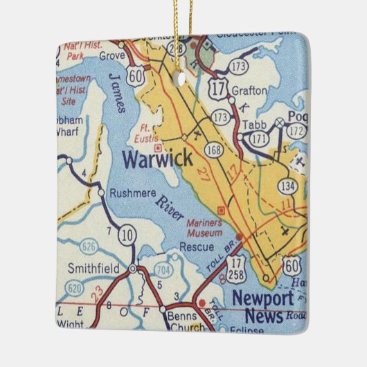 Warwick VA  kaart Keramisch Ornament (Links)