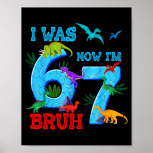 Was 6 7 67 verjaardag dinosaurus t-rex 7e verjaard poster