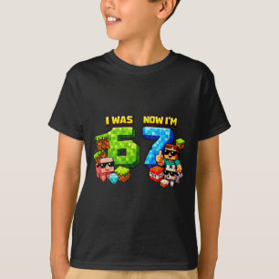 Was 6 7 pixel game art 67 meme kinder verjaardagsf t-shirt
