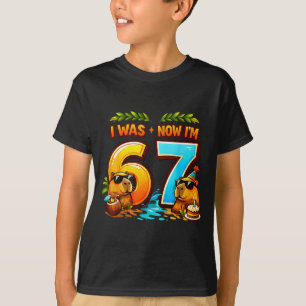 Was 6 7 verjaardag 67 meme capybara kinderen jonge t-shirt