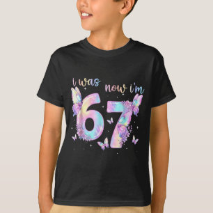 Was 6 7 verjaardag meisje kinderen vlinder 7de ver t-shirt