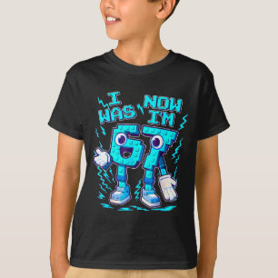 Was 6 7 zes zeven 7 jaar oud verjaardag brainrot t-shirt