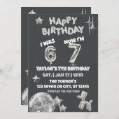Was 6 Now 7, Silver Balloon 7th Birthday Kaart (Voorkant / Achterkant)