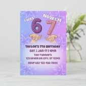 Was 6 Nu 7, Pink Star 7e Verjaardag Kaart (Staand voorkant)