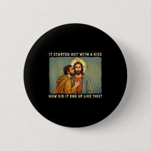 Was alleen een kus jesus & judas meme grappig ronde button 5,7 cm