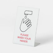 Was alsjeblieft je handen en merk hygiëne op reclamebord met voetstuk (Voorkant)