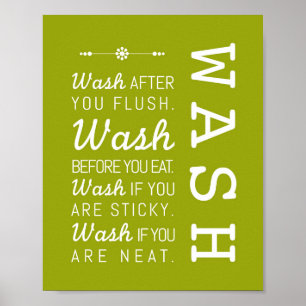 Was   Bathroom Rules Poster Art Print 8x10