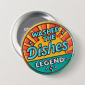 Was de afwas Grappige Button (Voorkant /achterkant)