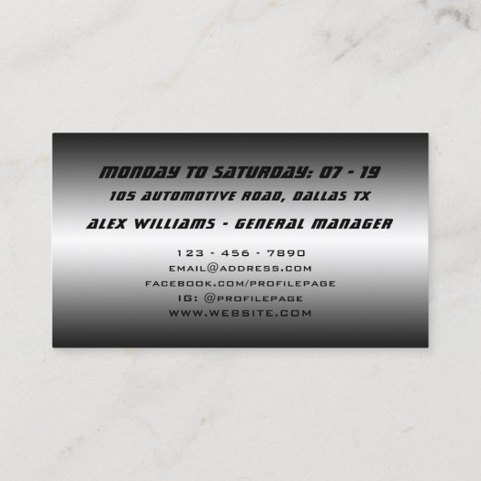 Was en details van de auto visitekaartje (Achterkant)