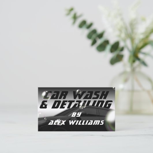 Was en details van de auto visitekaartje (Staand voorkant)