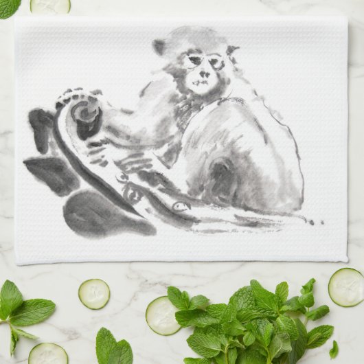 Was het schilderen van apen Jaar Zodiac Kitchen To Theedoek (Gevouwen)