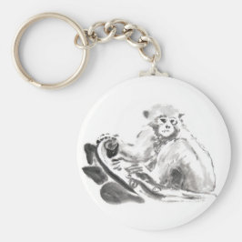 Was het schilderen van een aap jaar Zodiac Round S Sleutelhanger