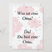 Was ist eine Oma? Schwangerschaft verkünden  Kaart (Achterkant)