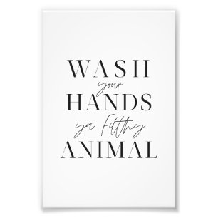 Was je handen en vuil dier foto afdruk