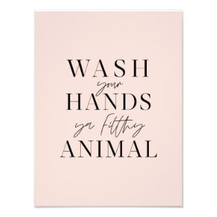 Was je handen en vuil dier foto afdruk