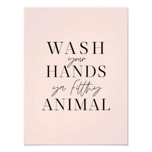 Was je handen en vuil dier foto afdruk (Voorkant)