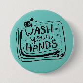 Was Je Handen Knop Ronde Button 7,6 Cm (Voorkant)