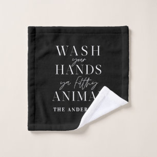 Was je handen met vuile, grappige typografie bad handdoek