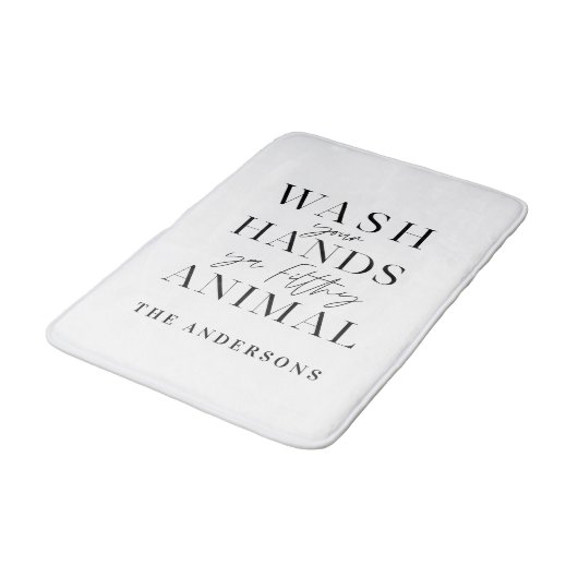 Was je handen met vuile, grappige typografie badmat (Gekanteld)