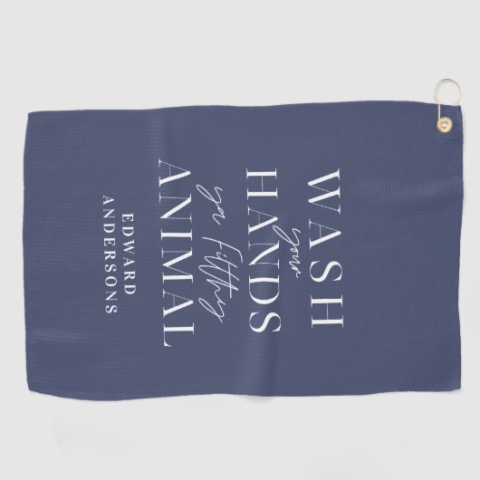 Was je handen met vuile, grappige typografie golfhanddoek (Horizontaal)