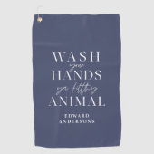 Was je handen met vuile, grappige typografie golfhanddoek (Voorkant)