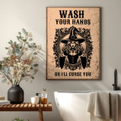 Was je handen of ik vervloek je grappige badkamer poster