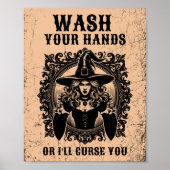 Was je handen of ik vervloek je grappige badkamer poster (Voorkant)