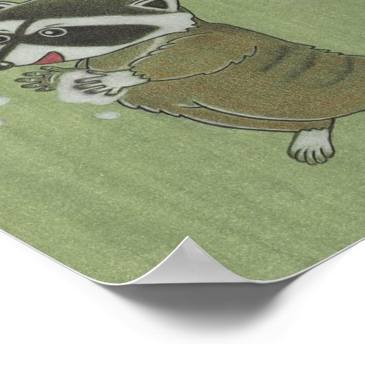 "Was je handen" Raccoon Animal Poster (Hoek)