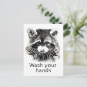 Was je handen, Raccoon Funny? Briefkaart (Staand voorkant)