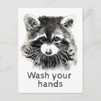 Was je handen, Raccoon Funny? Briefkaart