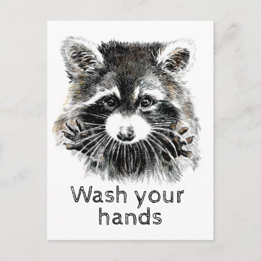 Was je handen, Raccoon Funny? Briefkaart (Voorkant)