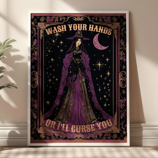 Was je handen Tarot Kaart Witchy Badkamer Poster