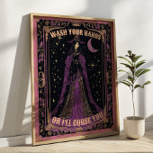 Was je handen Tarot Kaart Witchy Badkamer Poster