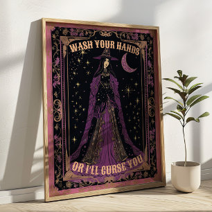 Was je handen Tarot Kaart Witchy Badkamer Poster