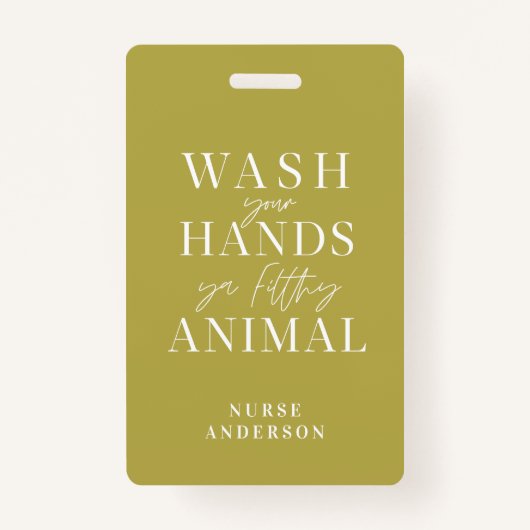 Was je handen voor je vieze dier badge (Voorkant)