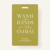 Was je handen voor je vieze dier badge (Achterkant)