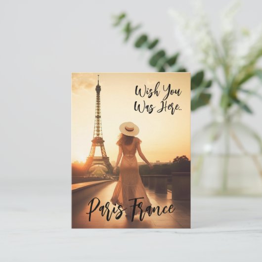 Was je maar hier in Parijs Frankrijk Briefkaart (Staand voorkant)