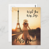 Was je maar hier in Parijs Frankrijk Briefkaart (Voorkant / Achterkant)