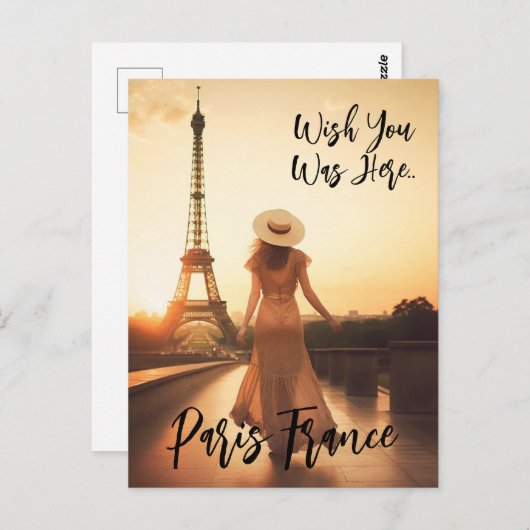Was je maar hier in Parijs Frankrijk Briefkaart (Voorkant / Achterkant)