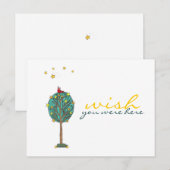 Was je maar hier Red Bird Shooting Star Design Briefkaart (Voorkant / Achterkant)